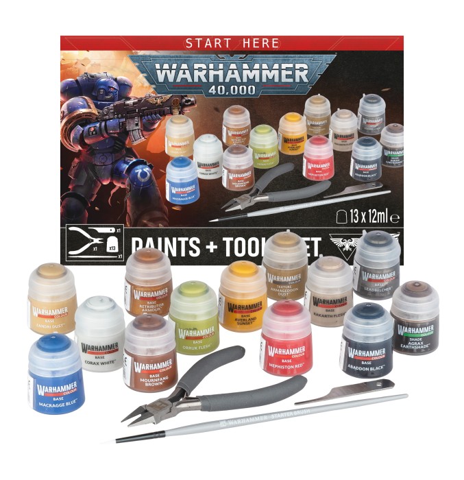 Warhammer 40,000: Paint + Tools Set - zawartość